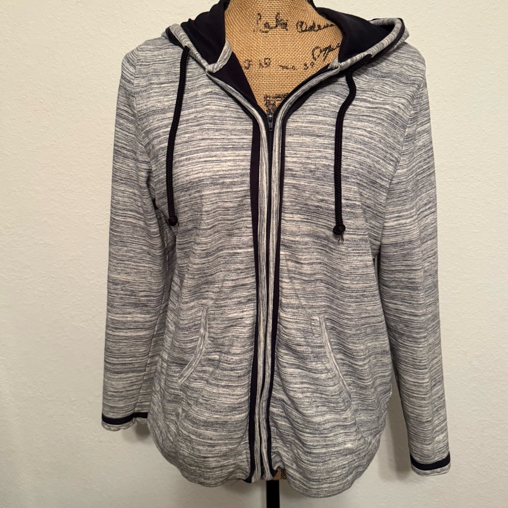 Talbots women’s sport zipper front gray jacket Large petite